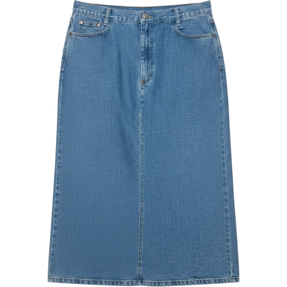 Vintage Prairie Denim Maxi Skirt Medium Wash High Waist USA Made Cotton 12/ 14 - Picture 7 of 7